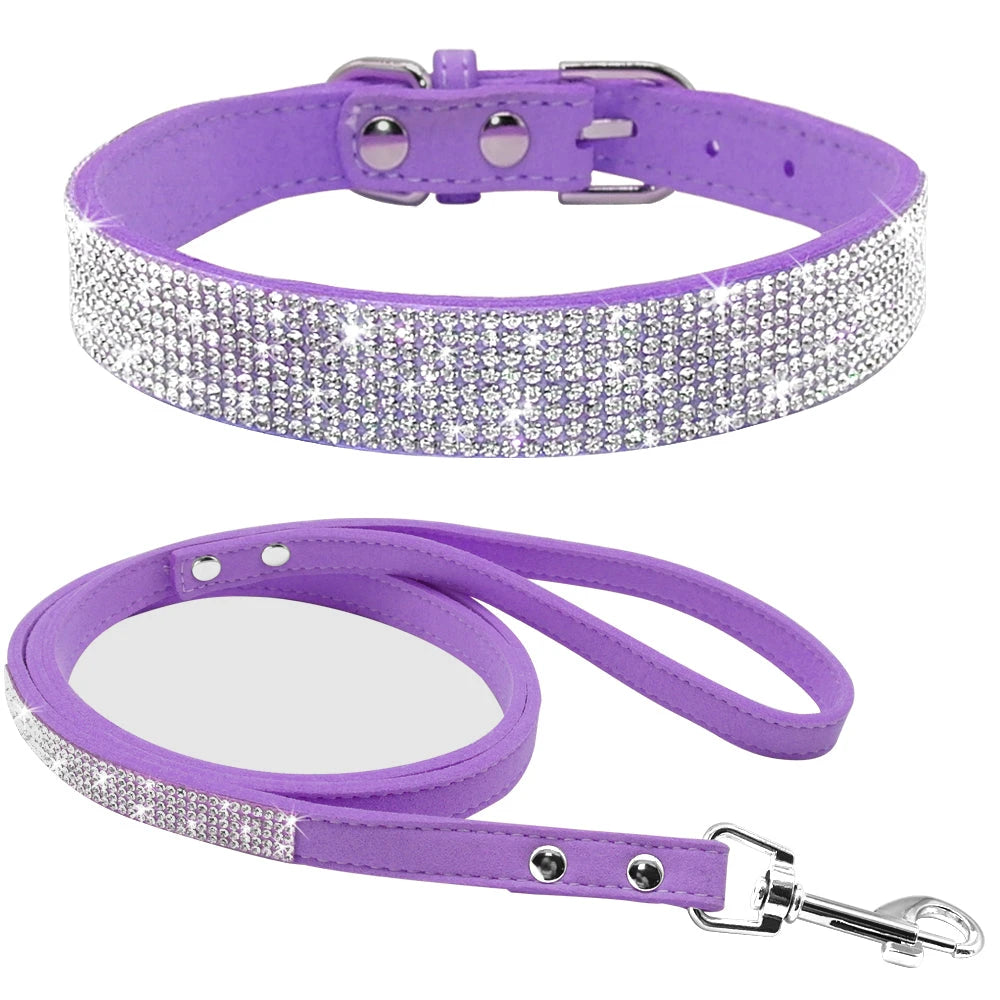 NuVora Sparkle Collar & Leash Set – Rhinestone Collar for Small Dogs