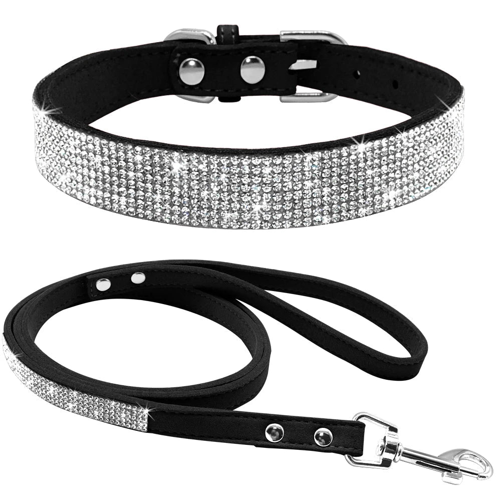 NuVora Sparkle Collar & Leash Set – Rhinestone Collar for Small Dogs
