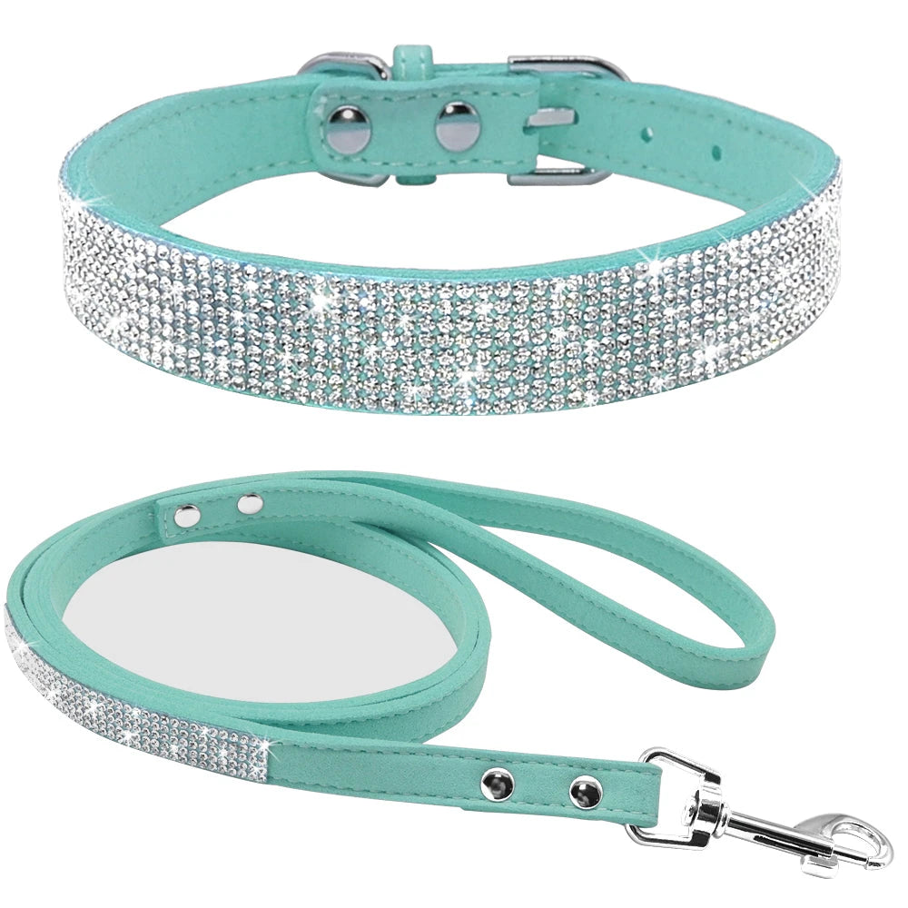 NuVora Sparkle Collar & Leash Set – Rhinestone Collar for Small Dogs