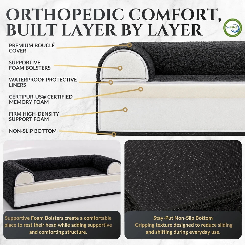 Luxury Orthopedic Dog Bed by Wasatch Pup – Memory Foam, Washable & Waterproof