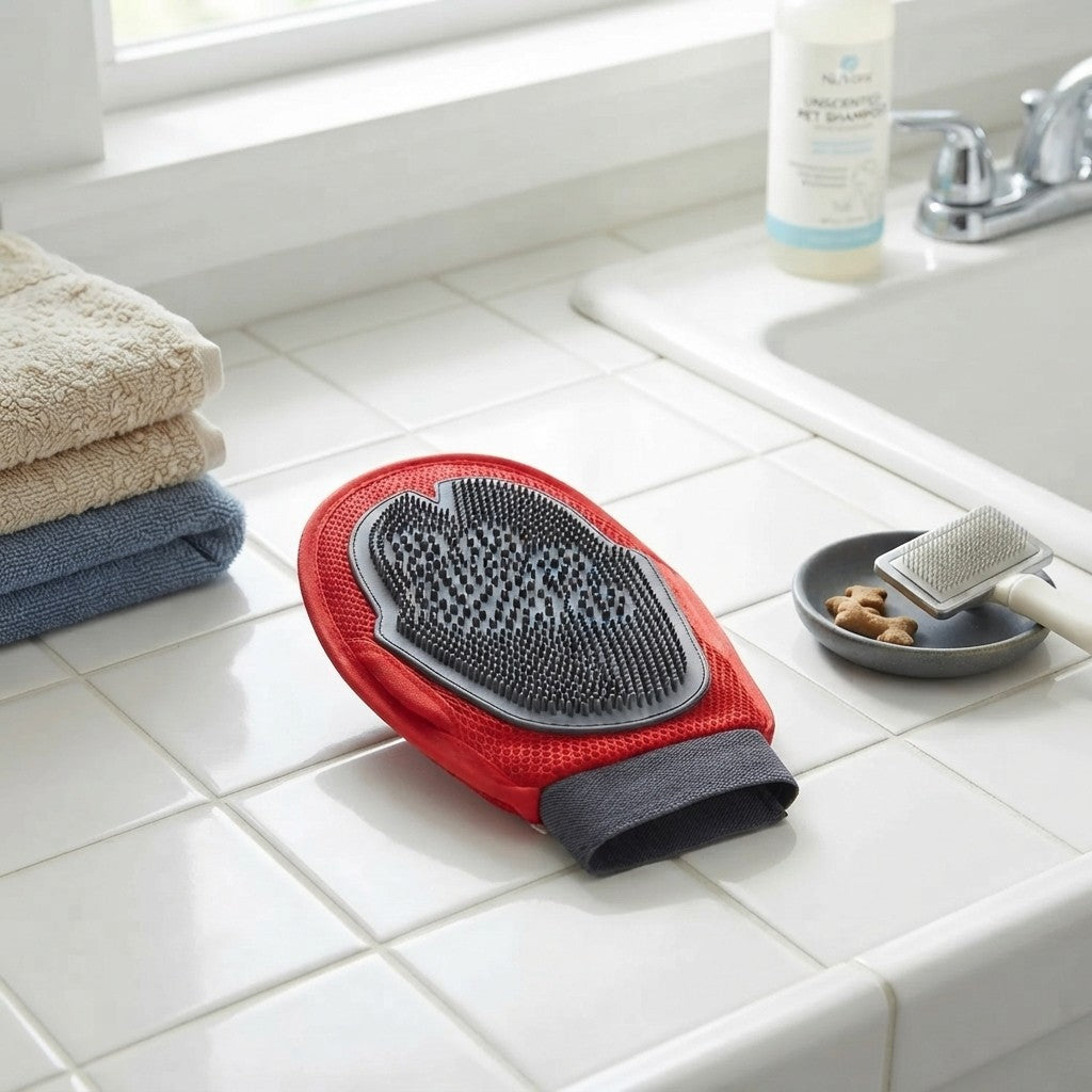 NuVora Grooming Glove – Massage & Deshedding Mitt for Dogs & Cats